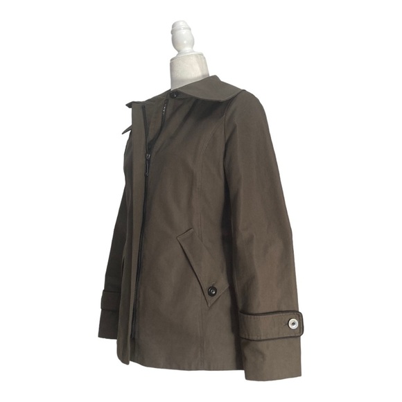 Soia & Kyo Jacket Women’s Brown Cotton Blend Zip Front with Storm Flap Jacket - Picture 7 of 12